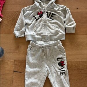 Gray Hoodie and Pants Set with Love Print